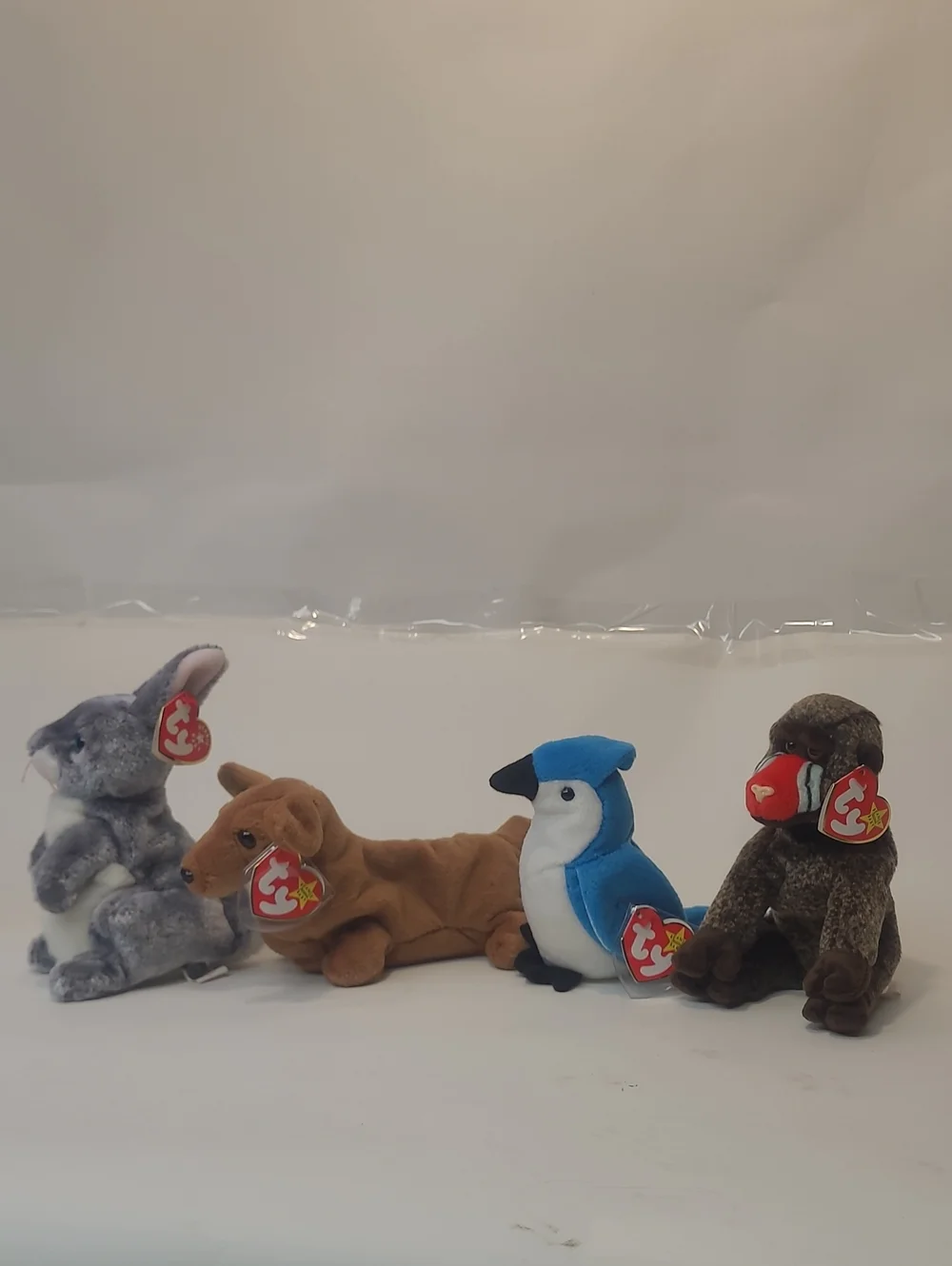 TY Beanie Babies - (4) Cheeks, Hopper, Rocket, and Weenie